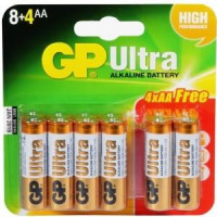 Image for GP Ultra Alkaline Batteries AA 8+4 Free