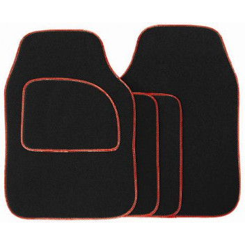 Image for Streetwize Velour 4 Piece Carpet Mat Set With Red Trim