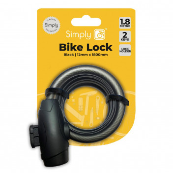 Image for Simply Cycling Black Bike Lock 1.8 Metres