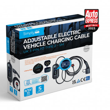 Image for Simply Auto Premium Type 2 to UK 3 Pin 5 Metre EV Cable 3.1 kW