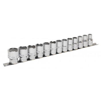 Image for Sealey Socket Set 13 Piece 1/2 Inch Sq Drive Lock-On Metric