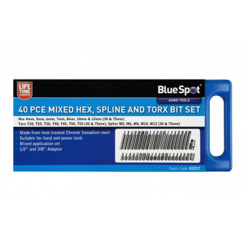Image for BlueSpot 40 Pce 1/2 & 3/8 Mixed Hex, Spline and Torx Bit Set