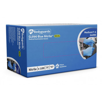 Image for Bodyguards Medical Grade Blue Nitrile Examination Gloves - Large
